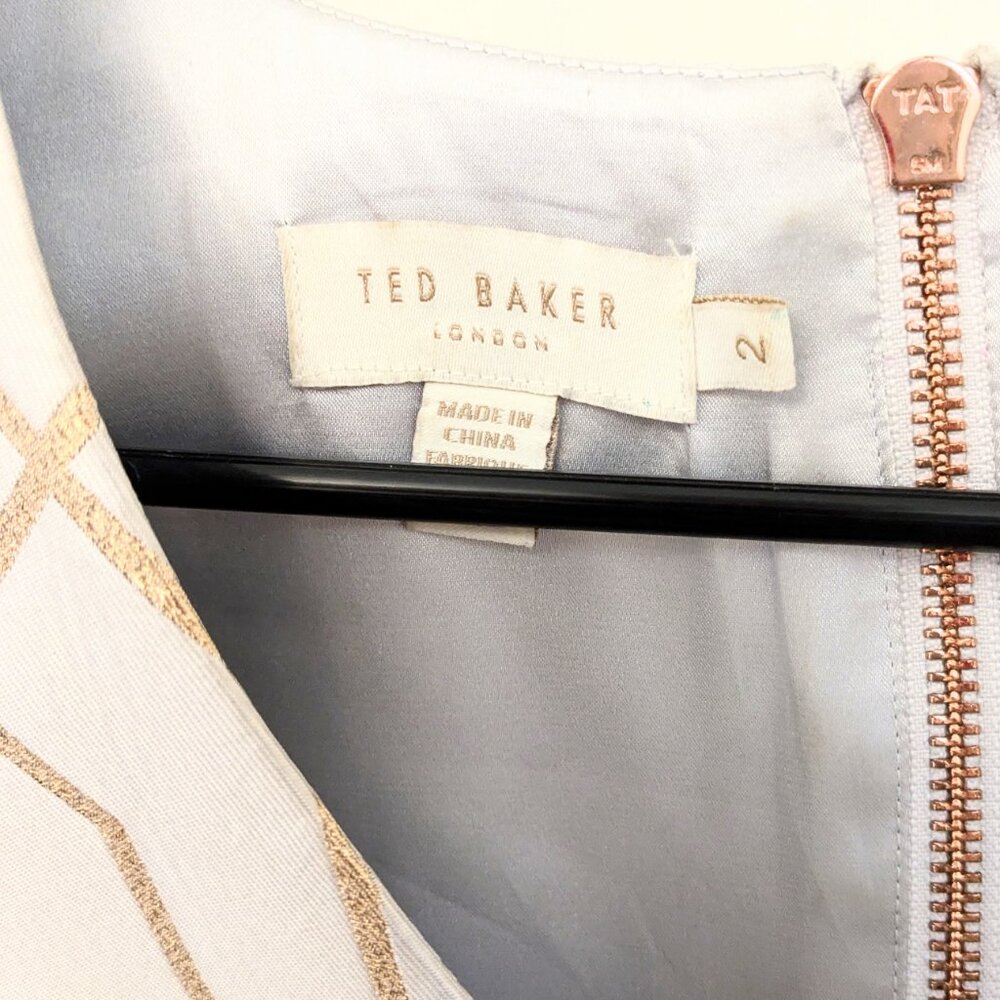 COPY - TED BAKER LONDON Ingrida Jacquard Dress Mid Rose Gold TB 4 sz - Picture 2 of 8